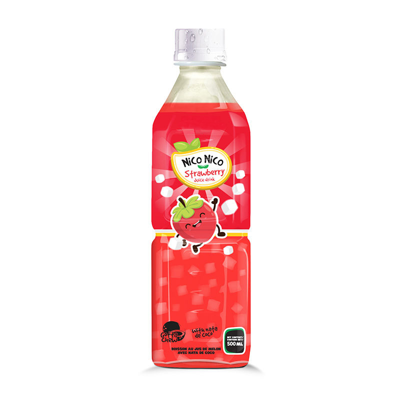bottle 500ml 16 9 fl oz stawberry juice with nata de coco drink Bottle 500ml 16 9 fl oz stawberry juice with nata de coco drink