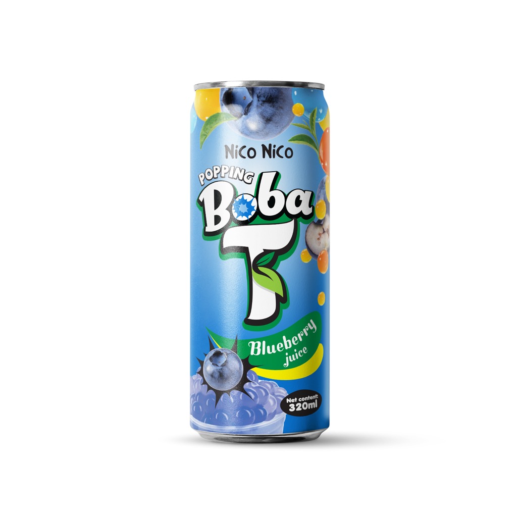 can 320ml popping boba tea with blueberry juice Can 320ml popping boba tea with blueberry juice